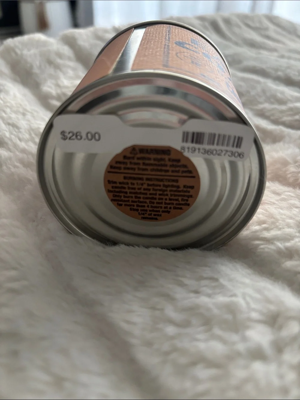 EAST COAST Soy Wax Candle - Peachy Pink Label. NWT